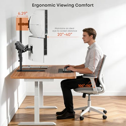 PUTORSEN Freestanding Triple Monitor Stand, Up to 49", Holds 44 lbs | Fully Adjustable Heavy-Duty Gas Spring Arm, VESA 75/100mm, Larger base and built-in cable management, Black - size: Triple Arms