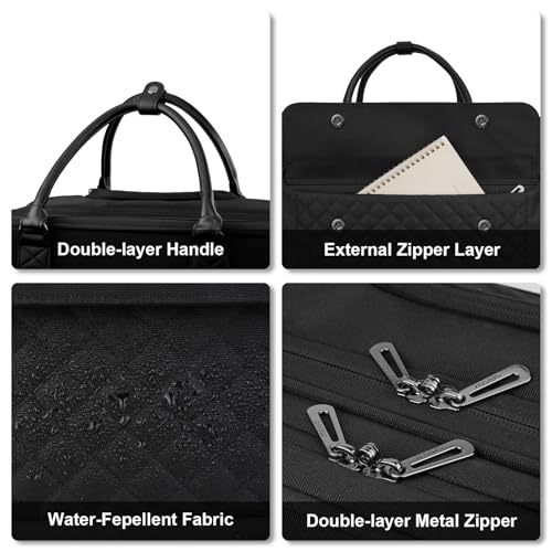 MOSISO Rolling Laptop Bag with Wheels, Rolling Briefcase for Women with Front Pocket & Belt for Work Travel Business, 15-16 inch Expandable Overnight Computer Bag Roller Briefcase for Men, Black