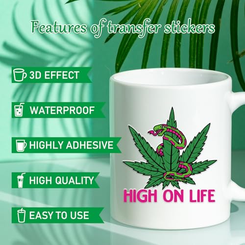 Rngmsi UV DTF Cup Wraps - 20 Sheets 420 Theme UV DTF Decals for 16 oz Glass Mugs, Tumblers, Weed Alien Lip Waterproof Rub on Transfer Stickers for DIY Wood Crafts - style: 420 Theme