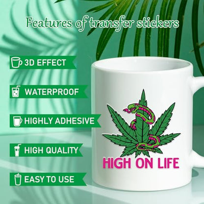 Rngmsi UV DTF Cup Wraps - 20 Sheets 420 Theme UV DTF Decals for 16 oz Glass Mugs, Tumblers, Weed Alien Lip Waterproof Rub on Transfer Stickers for DIY Wood Crafts - style: 420 Theme