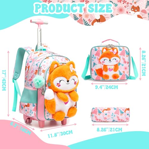 Meetbelify Kids Rolling Backpack with Wheels for Girls Elementary Students Kids Travel Luggage Carry on School Backpack for Girls Ages 6-8 - color: 01 D