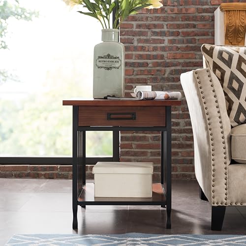 Leick Home Ironcraft End Table, 22", Mission Oak, Black - color: Mission Oak