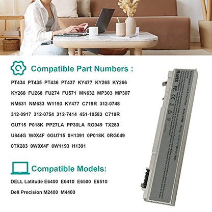 Fancy Buying New Laptop Battery for Dell Latitude E6400 E6410 E6500 E6510 Precision M2400 M4400 M4500 M6500 - size: 7.28*2.72*0.94inch