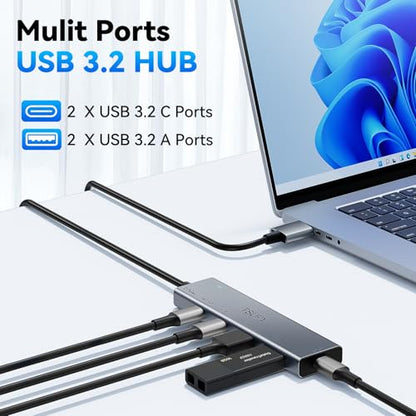 USB HUB 3.2, TSUPY USB 3.0 HUB 10Gbps USB 3.2 Gen 2 USB HUB with 4 Multi USB Ports, 4FT Extended Cable HUB for MacBook Air/Pro,Laptop,PC and More - size: 10Gbps 4 USB 3.2 Ports (USB A x2 + USB C x2)