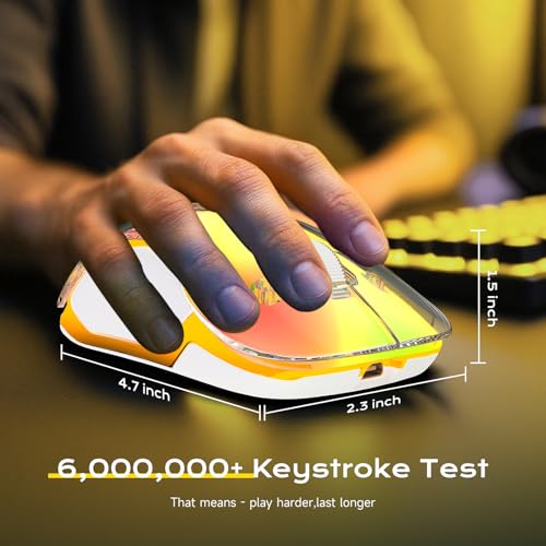 memzuoix 2.4G LED Wireless Mouse, Rechargeable Ergonomic Mouse with Detachable Cover, 1400 DPI Portable Optical Computer Mouse with USB Receiver for Laptop, PC, Desktop and MacBook, 5 Buttons-Yellow - color: Yellow