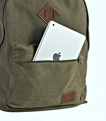 Durable Canvas College Rucksack Laptop Excursion Backpack Travel Notebook School Backpack Bookbag For Men Women Military Green Factory Directly - color: Millitary Green