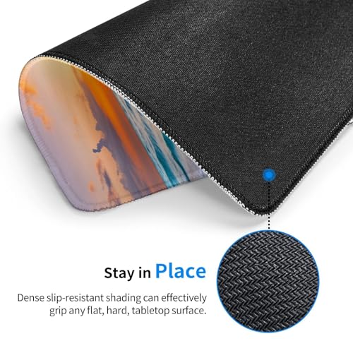 Beach Sunset Gaming Computer Keyboard Cute Mouse Pad with Anti-fray Stitching, Premium-Textured Alfombrilla para Mouse with Non-Slip Rubber Base, 10 x 12 inch - color: Beach Sunset