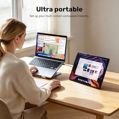 14" Portable Monitor Touchscreen, Anti-Scratch 1080P FHD Touch Screen with Built-in Kickstand & Stereo Speaker, 100% sRGB USB-C HDMI External Travel Monitor for Laptop Mac Phone PC