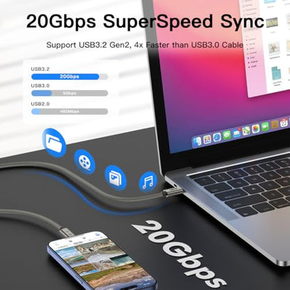 MALOM USB 3.2 Gen 2, 240W, USB C to USB C Cable,Fast Charging for MacBook Pro/Air,iPad Pro,iPhone 15 Pro Max,Galaxy S24/S23, Steam Deck, 20Gbps Data Transfer,4K Video Output (Titanium Gold, 9.9FT) - color: Titanium Gold, size: 9.9FT