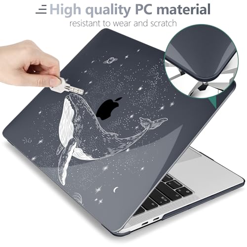 Batianda AstroGrid Case for MacBook Pro 13 inch 2020 2022, Cosmic Whale | Fits Model A2338 M2 M1 A2251 A2289,1.2mm Slim Lightweight Hard Shell Cover, Scratch Resistant,4-in-1 Accessories Bundle - color: Cosmic Whale