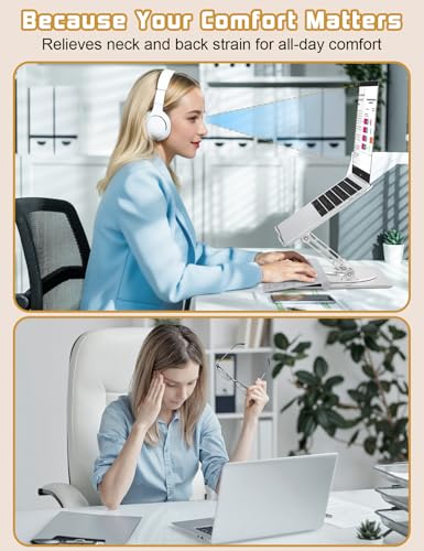 Adjustable Laptop Stand for Desk-360° Rotating Foldable Laptop Holder Ergonomic Laptop Riser for MacBook Pro/Air Dell HP Lenovo Notebook up to 16.3",Silver - color: Silver
