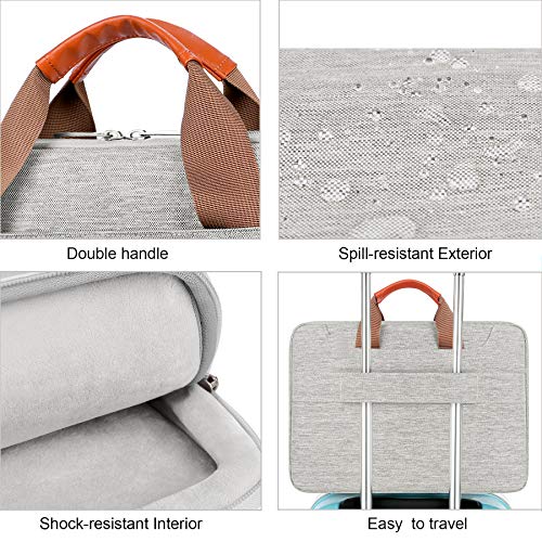 Lacdo 15.6 Inch 360° Protective Laptop Shoulder Bag Sleeve Case Compatible with 15.6" Acer Aspire, Predator, Dell Inspiron, Asus ZenBook 15 VivoBook, HP Pavilion, IdeaPad, ThinkPad Computer Bag,Gray - color: Gray, size: 15.6 Inches