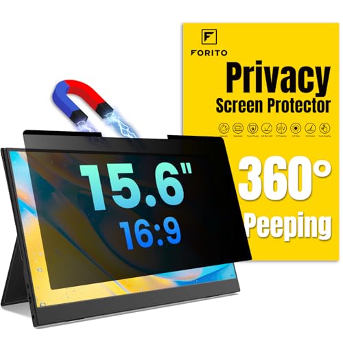 F FORITO Magnetic Laptop Privacy Screen 15.6 inch 16:9, 360° Anti Peeping Removable Anti Glare Blue Light Filter Compatible with All 15.6” 16:9 Laptops Portable Monitors - size: for Laptop 15.6"16:9