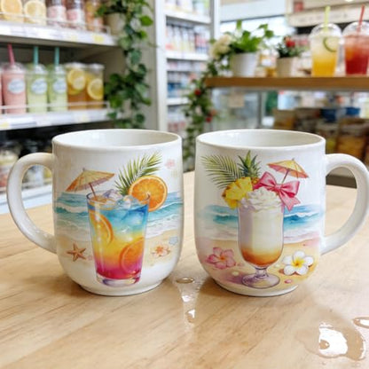 Peacoblue UV DTF Cup Wraps Transfer Stickers Summer Beverages Pattern, 10 Sheets Waterproof Custom Vinyl Transfer Sticker 16oz Coffee Glass Cup Tumbler Bottle Mug Decals for Men Women - style: Summer Beverages