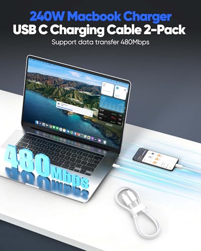 USB C to USB C Cable 3.3FT 2-Pack, Short USBC to C Cable Fast Charging for iPhone 17 Pro Max,iPhone 16 Pro Max,iPhone 15 Pro Max,iPad Pro/9th/10th, MacBook Pro/Air,Soft & Braided iPhone Charger Cord - size: 1M/3.3FT