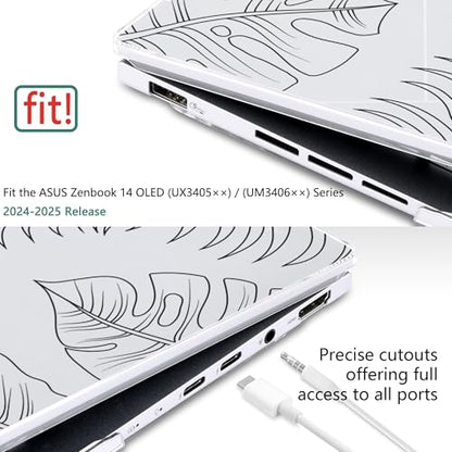 Batianda for ASUS Zenbook 14 OLED Case (UX3405 / UM3406) 2024 2025 Release, Slim Plastic Hard Shell Protective Cover with Artistic Designs, Ultra-Thin Lightweight Laptop Case, Leaves - color: Leaves