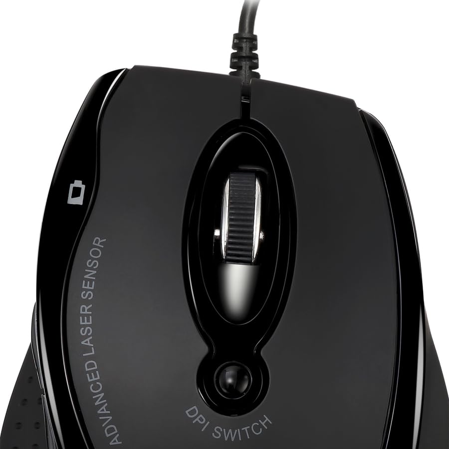 Adesso iMouse G2 USB Ergonomic Optical Mouse, Black | Adjustable DPI, Internet Navigational B