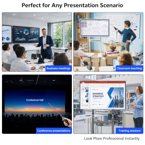 Presentation Clicker for PowerPoint, Wireless Presenter Remote with Case | USB A/C Receiver, Rechargeable Battery, Carrying Case Included