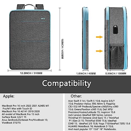 ZINZ Slim & Expandable Laptop Backpack 15 15.6 16 Inch Case, Water Resistant Travel Backpack Compatible with MacBook Pro/Neo 16" 15", Dell XPS 15 16 and Most 15" 15.6" 16" Notebooks，LG01Y02 - color: Lg01y02, size: 15"-16"