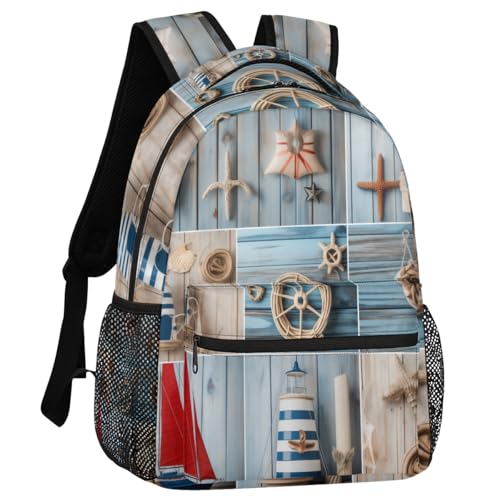 Ocean Beach Theme Backpack for Women Men Adults Shoulder Computer Laptop Backpack Sports Hiking Gym Workout Travel Casual Daypack - color: Multicolor 16