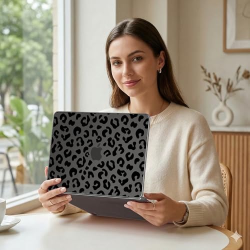for MacBook Neo 13 inch Case 2026 (Model A3404), Artistic Leopard Pattern Ultra Slim Frosted Matte Hard Shell, Anti-Scratch & Fingerprint Resistant Cover, Leopard Black - color: Leopard Black