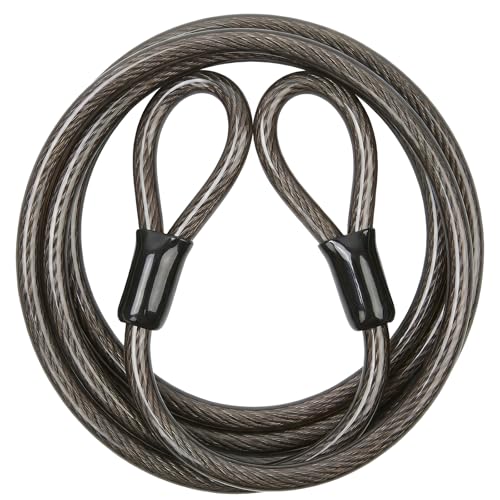 12mm Heavy Duty Security Cable with Looped Ends, Braided Steel Bike Lock Cable for Bicycle, Motorcycle & Outdoor Equipment Protection, Flexible Vinyl Coated Anti-Theft Cable - color: Black, size: 10FT