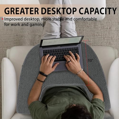 Lap Desk Pillow with Arm Rest, Gaming Pillow for Bed, Laptop Desk for Couch, Comfortable for Reading, Working, and Crocheting