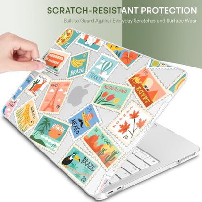 Compatible with MacBook Neo 13 inch (2026 Release A3404) (A18 Pro) with Liquid Retina Display, Printed Slim Protective Case with Screen Protector & Keybaord Cover, Post Stamps - color: Post stamps