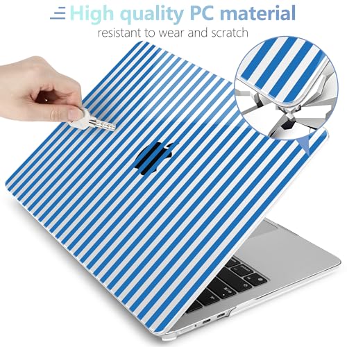MEEgoodo Case for M5/M4/M3/M2 MacBook Air 13 inch Case 2026 2025 2024 2022, Fit Model A3449/A3240/A3113/A2681, Laptop Hard Shell Compatible with MacBook Air 13.6-inch, Blue Stripes - color: Blue Stripes