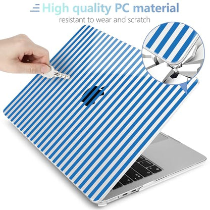 MEEgoodo Case for M5/M4/M3/M2 MacBook Air 13 inch Case 2026 2025 2024 2022, Fit Model A3449/A3240/A3113/A2681, Laptop Hard Shell Compatible with MacBook Air 13.6-inch, Blue Stripes - color: Blue Stripes
