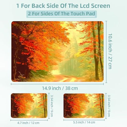 Universal Laptop Skin Decal, 3-Piece Vinyl Protector for 12 13 14 15.6" Notebook, Waterproof Anti-Scratch, Easy Trim & Bubble-Free Finish, Autumnal Woodland - color: Autumnal Woodland