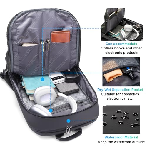 BANGE Smart Business Laptop Backpack Waterproof can fit 15.6-17.3 Inch Laptop with 3.0 USB charging port for men and women - color: Green
