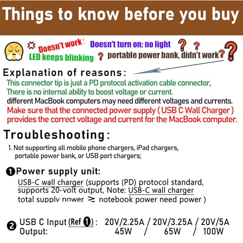 100W USB-C to MagSafe 2 (T-Tip) Power Adapter for MacBook Air 11" and 13" with Model A1435, A1465, A1466, MD223, MD224, MD231, MD232, MD711, MD712, MD760, MD761, MJVM2