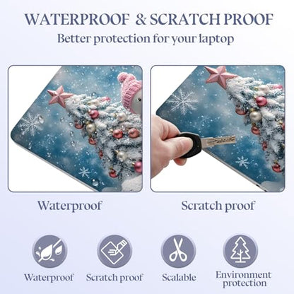 Universal Laptop Skin Sticker Decal,15.6 Inch Laptop Vinyl Cover for 13" 14" 15.6" Laptop,Scratch-Resistant Waterproof Protector Wrap,Reusable with Wrist Pads,Cozy Winter Snowman Scene - color: Cozy Winter Snowman Scene