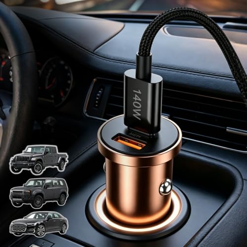 Car Charger USB C, 63W PD3.0/PPS 45W+18W Fast Charging Adapter | Zinc Alloy, Type-C Braided Cable, Compatible with iPhone 17/17 Pro Max/16 Pro/15, Compatible with Galaxy S26/S25, and Pixel