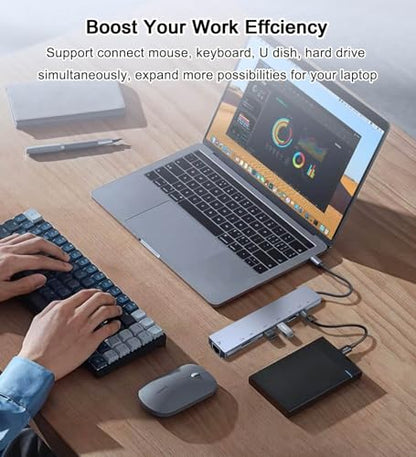 USB C Hub Ethernet HDMI Adapter, 8 in 1 Laptop Docking Station with 4K HDMI, RJ45 Ethernet 100Mbps, SD/TF Card Reader, USB 3.0/2.0, PD 100W, LAN USB C Dongle for MacBook Pro/Air, iPad Pro, XPS, etc
