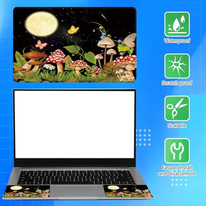 Universal Laptop Skin Sticker Decal for 11.6”12" 13" 13.3" 14" 15" 15.4" 15.6" Reusable Waterproof Scratch-Scratch Resistant Protective Vinyl Laptop Skin Stickers - Mushrooms Butterfly Flower Moon - color: Mushrooms Butterfly Flower Moon