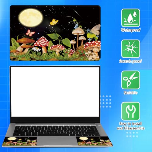 Universal Laptop Skin Sticker Decal for 11.6”12" 13" 13.3" 14" 15" 15.4" 15.6" Reusable Waterproof Scratch-Scratch Resistant Protective Vinyl Laptop Skin Stickers - Mushrooms Butterfly Flower Moon - color: Mushrooms Butterfly Flower Moon