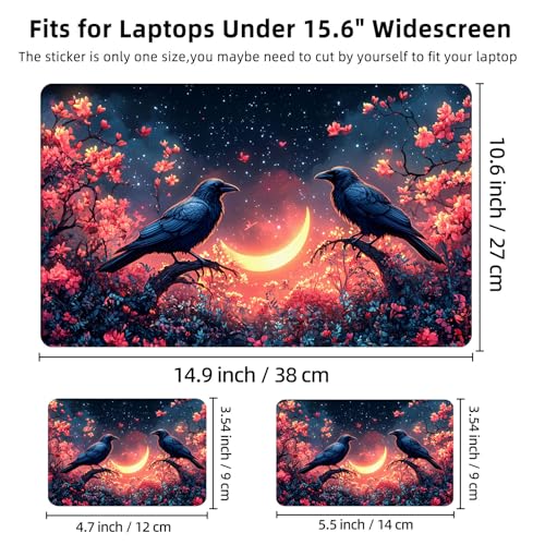 Aesthetic Laptop Skin Cover,12-15.6 Inch Universal Vinyl Sticker Decal,Waterproof Scratch-Resistant Notebook Wrap,Removable Residue-Free Protector,Night Ravens Moon - color: Night Ravens Moon