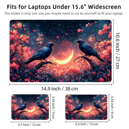 Aesthetic Laptop Skin Cover,12-15.6 Inch Universal Vinyl Sticker Decal,Waterproof Scratch-Resistant Notebook Wrap,Removable Residue-Free Protector,Night Ravens Moon - color: Night Ravens Moon