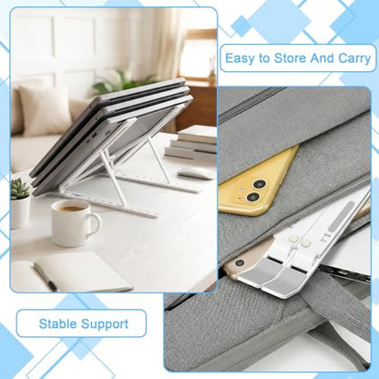 Laptop Stand for Desk, Adjustable 10-Angle Foldable Laptop Riser, Portable White Plastic Tablet Holder, Ventilated Notebook Stand Compatible with All Laptops up to 17 Inch - color: White