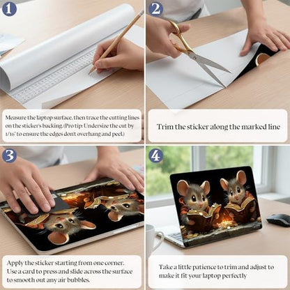 Universal Laptop Skin Sticker Decal,15.6 Inch Laptop Vinyl Cover for 13" 14" 15.6" Laptop,Scratch-Resistant Waterproof Protector Wrap,Reusable with Wrist Pads,Scholar Mice Book Coins - color: Scholar Mice Book Coins