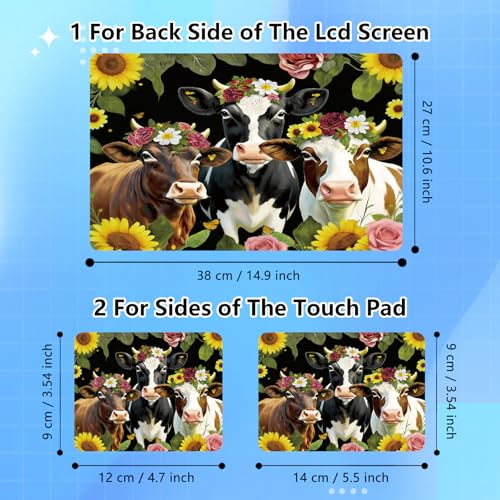 Universal Laptop Skin Sticker Decal for 11.6”12" 13" 13.3" 14" 15" 15.4" 15.6" Reusable Waterproof Scratch-Scratch Resistant Protective Vinyl Laptop Notebook Skin Stickers - Cows Flower - color: Cows Flower