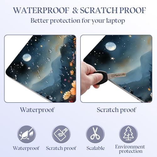 Universal Laptop Skin Sticker Decal,15.6 Inch Laptop Vinyl Cover for 13" 14" 15.6" Laptop,Scratch-Resistant Waterproof Protector Wrap,Reusable with Wrist Pads,Moonlit Castle Garden - color: Moonlit Castle Garden