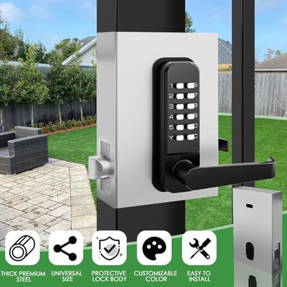 Steel Gate Lock Box (1 3/4" Thickness) - for All BH Railing Mechanical Code Lock, Lock Box for Metal Gates and Fence (NOT for Aluminum GATE), 2 3/8"(60mm) - 2 3/4" (70mm) Backset, BH-SLB4512000 - color: unfinished - Lock Box