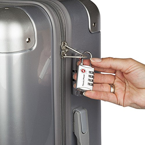 5 Pack TSA Luggage Locks with 4 Digit Combination – Heavy Duty Set Your Own Padlocks for Travel, Baggage, Suitcases & Backpacks - Silver - color: Silver, size: 5 Pack