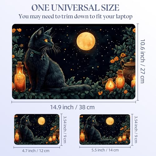 Universal Laptop Skin Sticker Decal,15.6 Inch Laptop Vinyl Cover for 13" 14" 15.6" Laptop,Scratch-Resistant Waterproof Protector Wrap,Reusable with Wrist Pads,Black Cat Full Moon Potions - color: Black Cat Full Moon Potions
