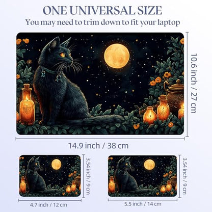 Universal Laptop Skin Sticker Decal,15.6 Inch Laptop Vinyl Cover for 13" 14" 15.6" Laptop,Scratch-Resistant Waterproof Protector Wrap,Reusable with Wrist Pads,Black Cat Full Moon Potions - color: Black Cat Full Moon Potions