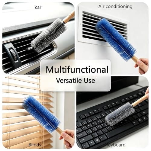 Fan Cleaning Brush Bendable Microfiber Head Wear | Resistant Comfortable Handle Washable Reusable Crevice Cleaning For Electric Fans Car Vents, Home Essential Rv accessories - color: Gray
