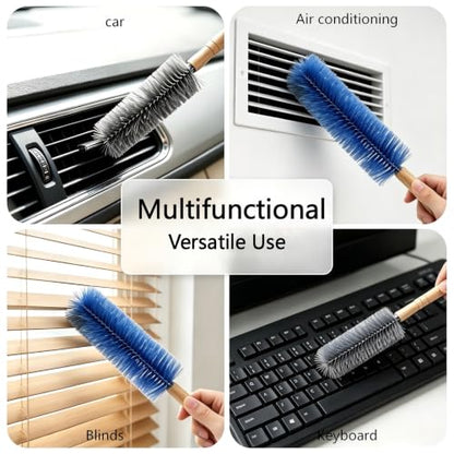Fan Cleaning Brush Bendable Microfiber Head Wear | Resistant Comfortable Handle Washable Reusable Crevice Cleaning For Electric Fans Car Vents, Home Essential Rv accessories - color: Blue